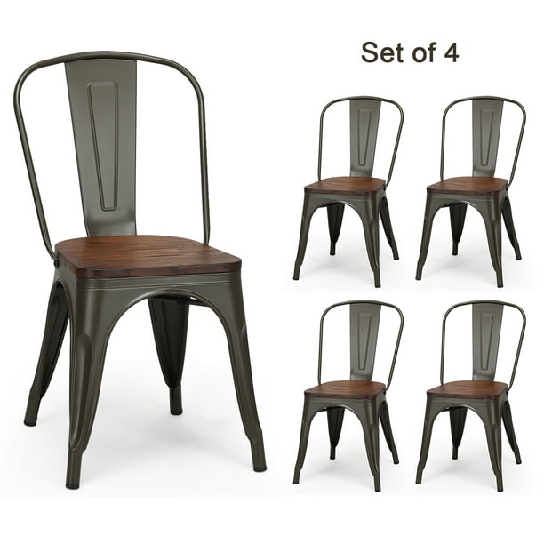 TOLIX STYLE DINING CHAIR X 2 INDUSTRIAL METAL RETRO VINTAGE BISTRO CAFE